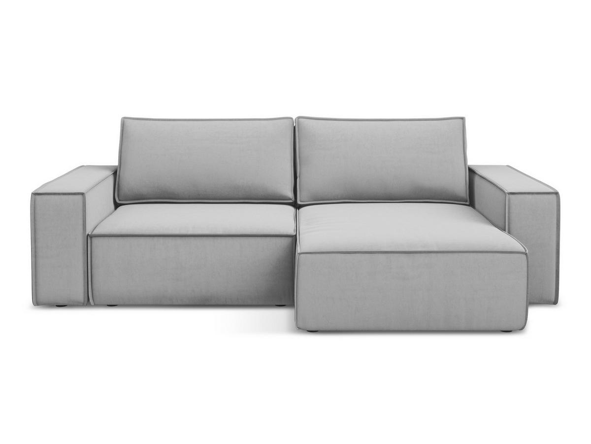 ECKSOFA mit Schlaffunktion Samt Stoff Grau - Schwarz/Grau, Kunststoff/Textil (257/148cm) - Makamii