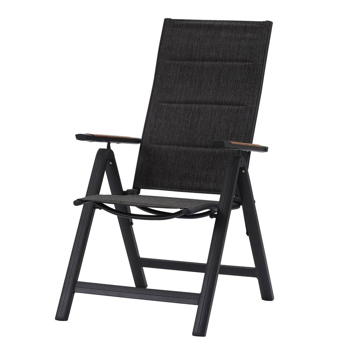 KLAPPSTUHL - Aluminium / Mischgewebe - Anthrazit - 2er-Set - Anthrazit, Textil/Metall (57/108/70cm) - home24