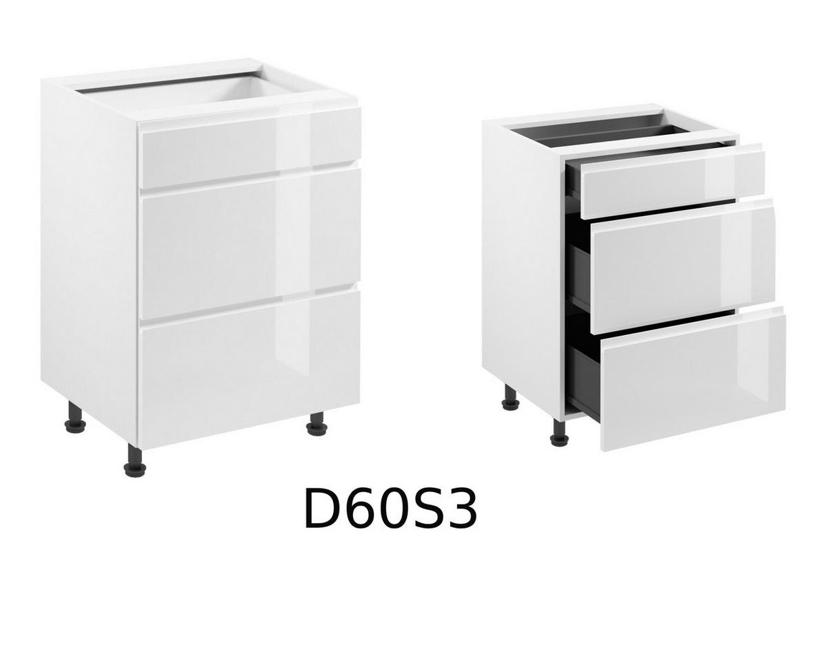 KÜCHENZEILE 260 cm – Aspen KA1-M260 - in Weiß/Hochglanz - Weiß, Holz (260/212/47cm)