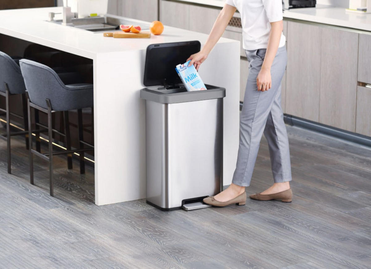 MÜLLEIMER Rechteckiger Aus Gebürstetem Edelstahl 45 Liter Silber - Silberfarben, Metall (43.5/65.2/33.5cm) - PROREGAL