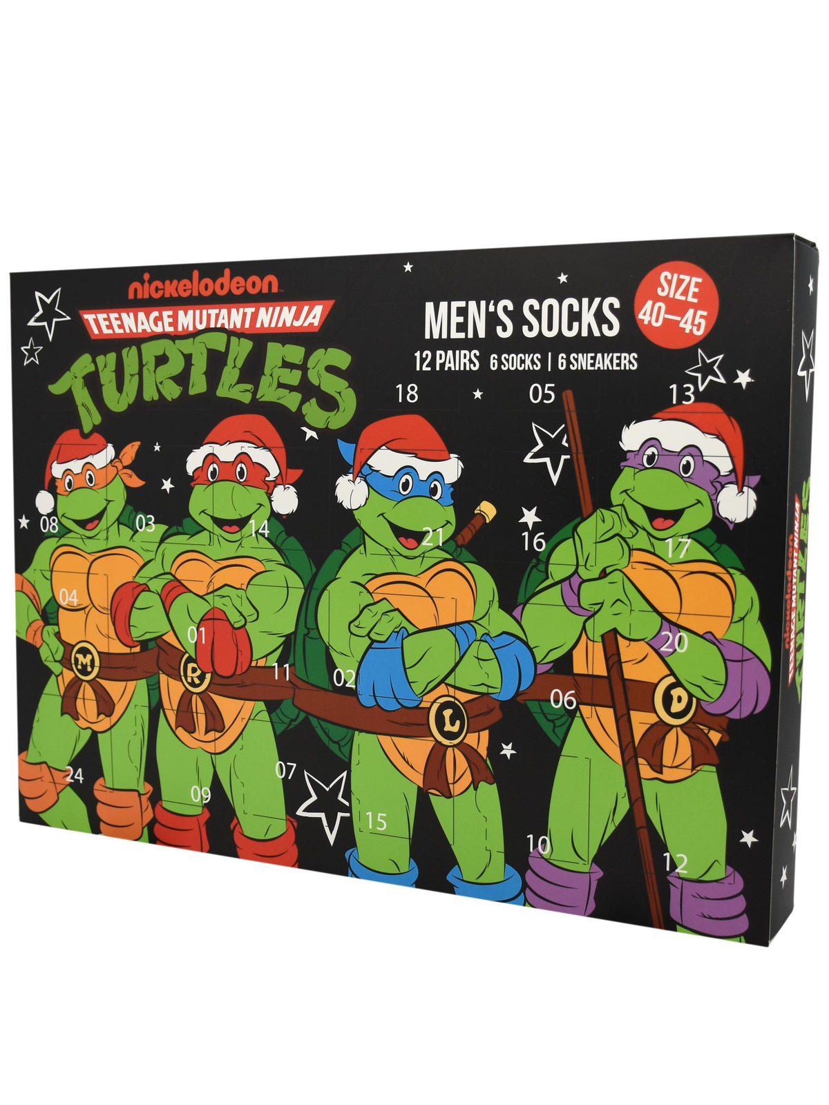 ADVENTSKALENDER Teenage Mutant Ninja Turtles mit 12 Paar Socken Größe 40-45 - Multicolor, Textil (37/5/26.5cm) - United Labels