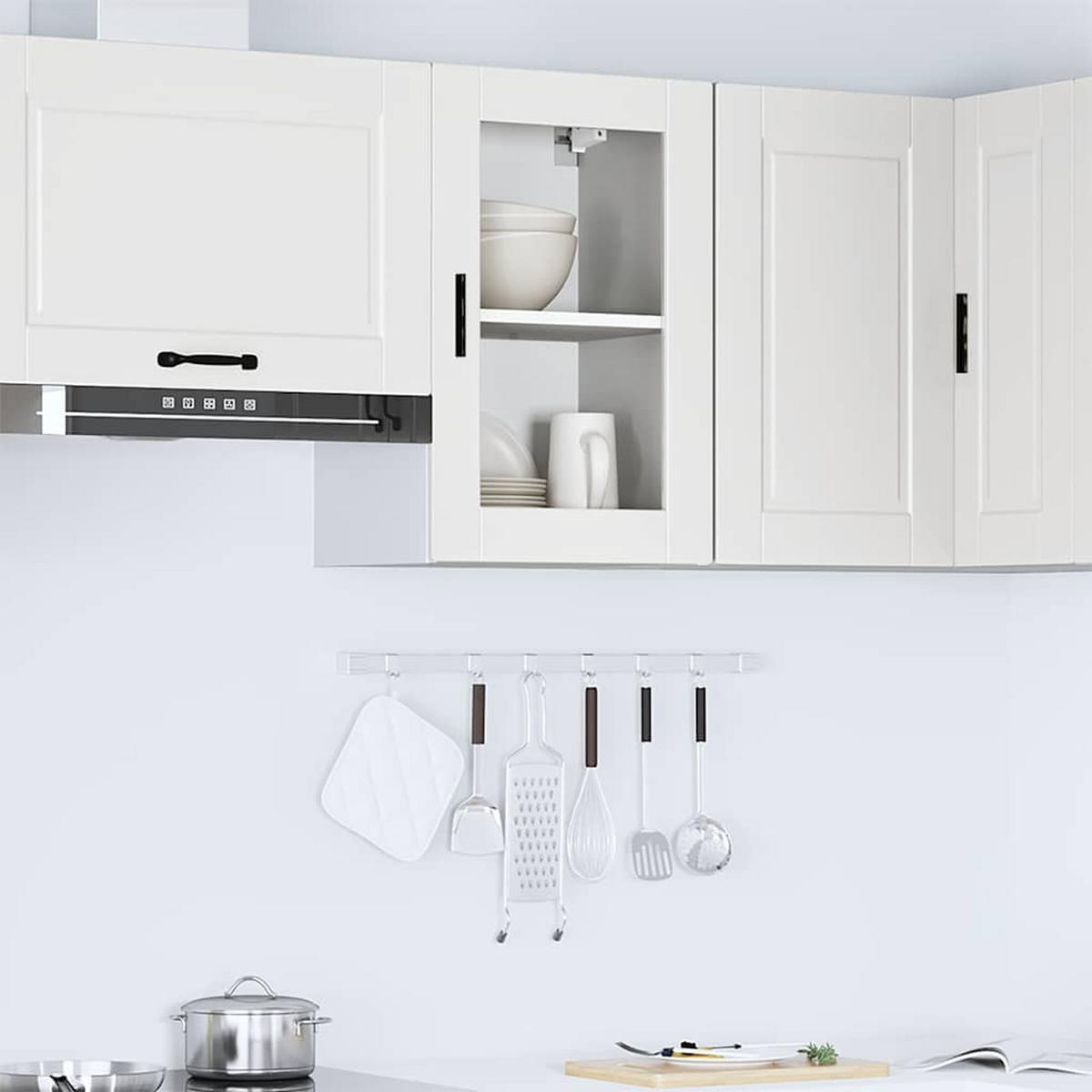 KÜCHEN-HÄNGESCHRANK Mit Glastür Weiss - Weiß, Holzwerkstoff (31/60/40cm) - vidaXL