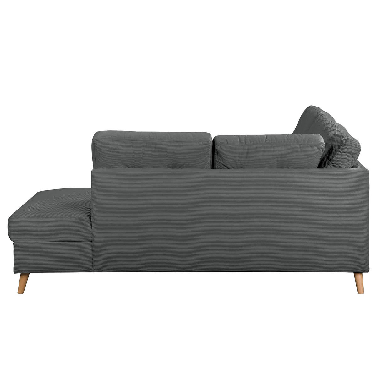 ECKSOFA mit Ottomane - Anthrazit/Braun, Holz/Textil (230/200cm) - home24