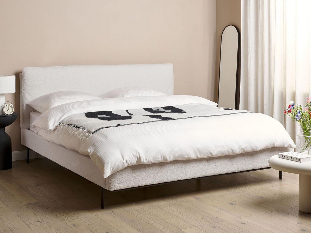 POLSTERBETT mit Lattenrost 180x200 cm Weiß Corio - Creme, Textil (180/200cm) - Beliani