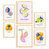 POSTER Set Mit 6 Seltene Früchte Größe A3 & A4 Rahmen aus hellem Holz - Beige, Papier (29.7/1cm) - Nacnic