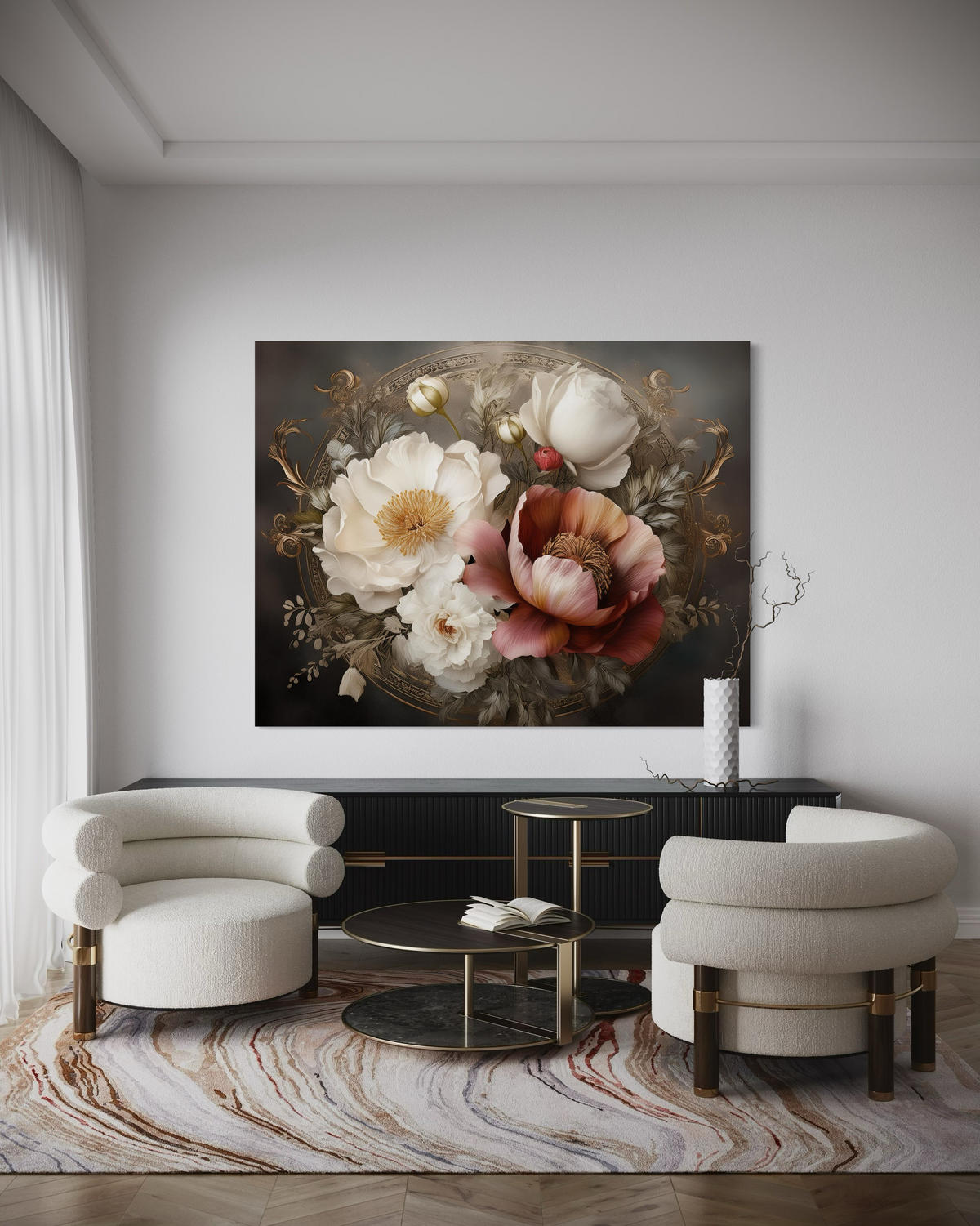 WANDBILD natur botanicals blattwerk blumen - Grau, Textil (60/40cm) - Feeby