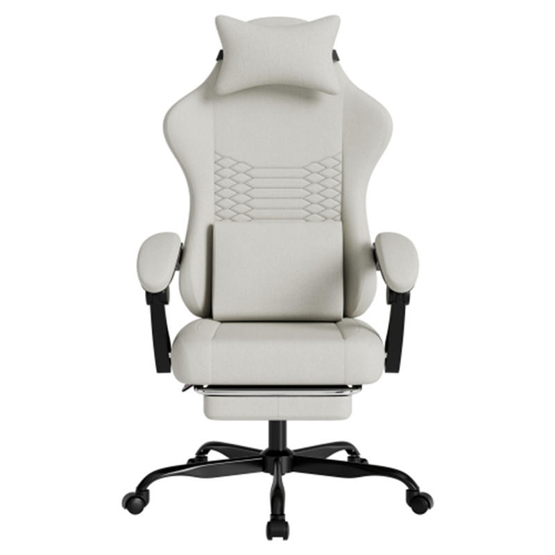 GAMINGSTUHL Ergonomisch Weiß, höhenverstellbar & drehbar, Metall-Stoff-Bezug, 58,5 x 63 x 120,5 cm - Weiß, Metall (63/120.5/58.5cm) - Albatros
