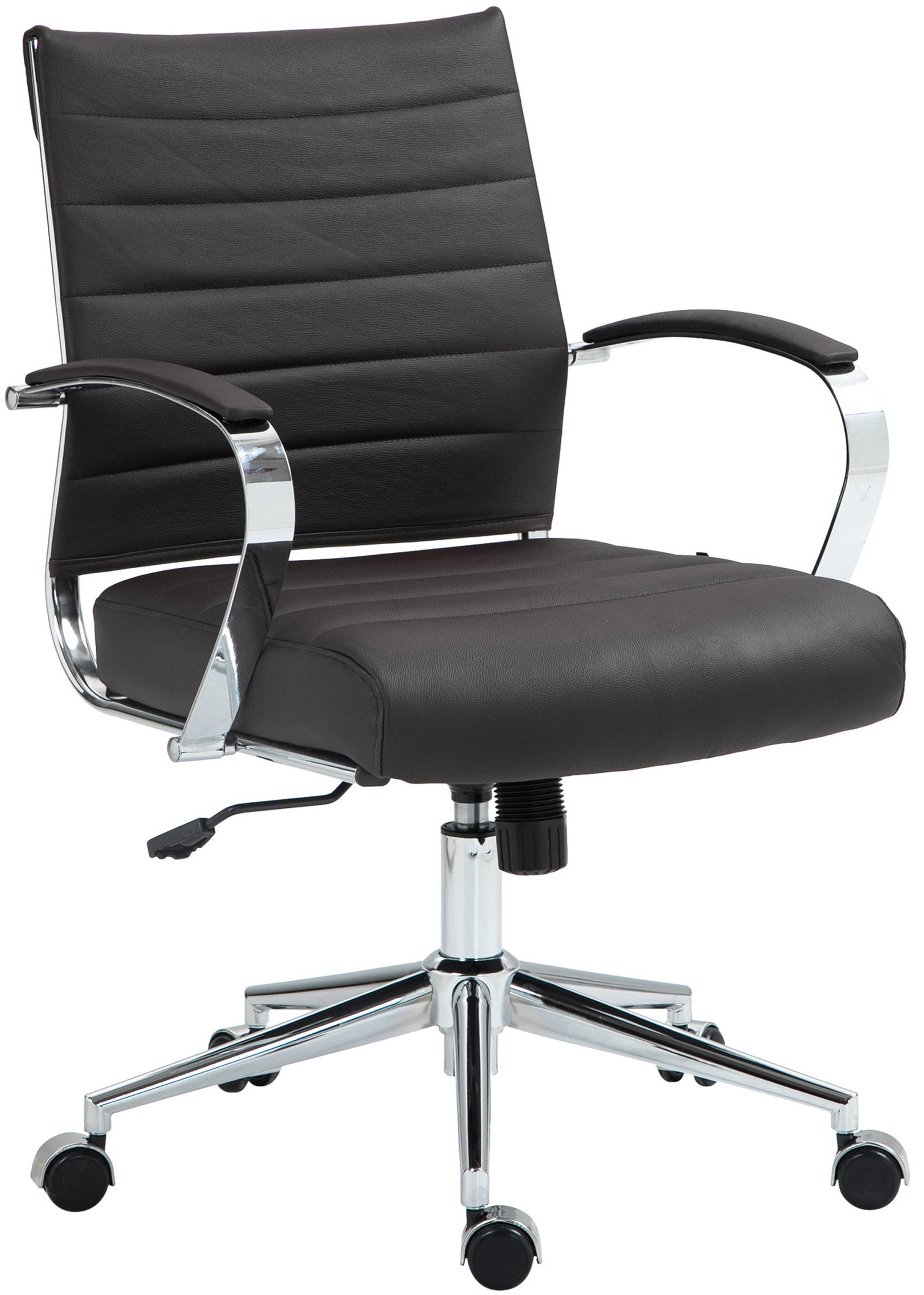 BÜROSTUHL Rynex Echtleder braun - Chromfarben/Braun, Leder/Metall (57/100/62cm) - TPFLiving