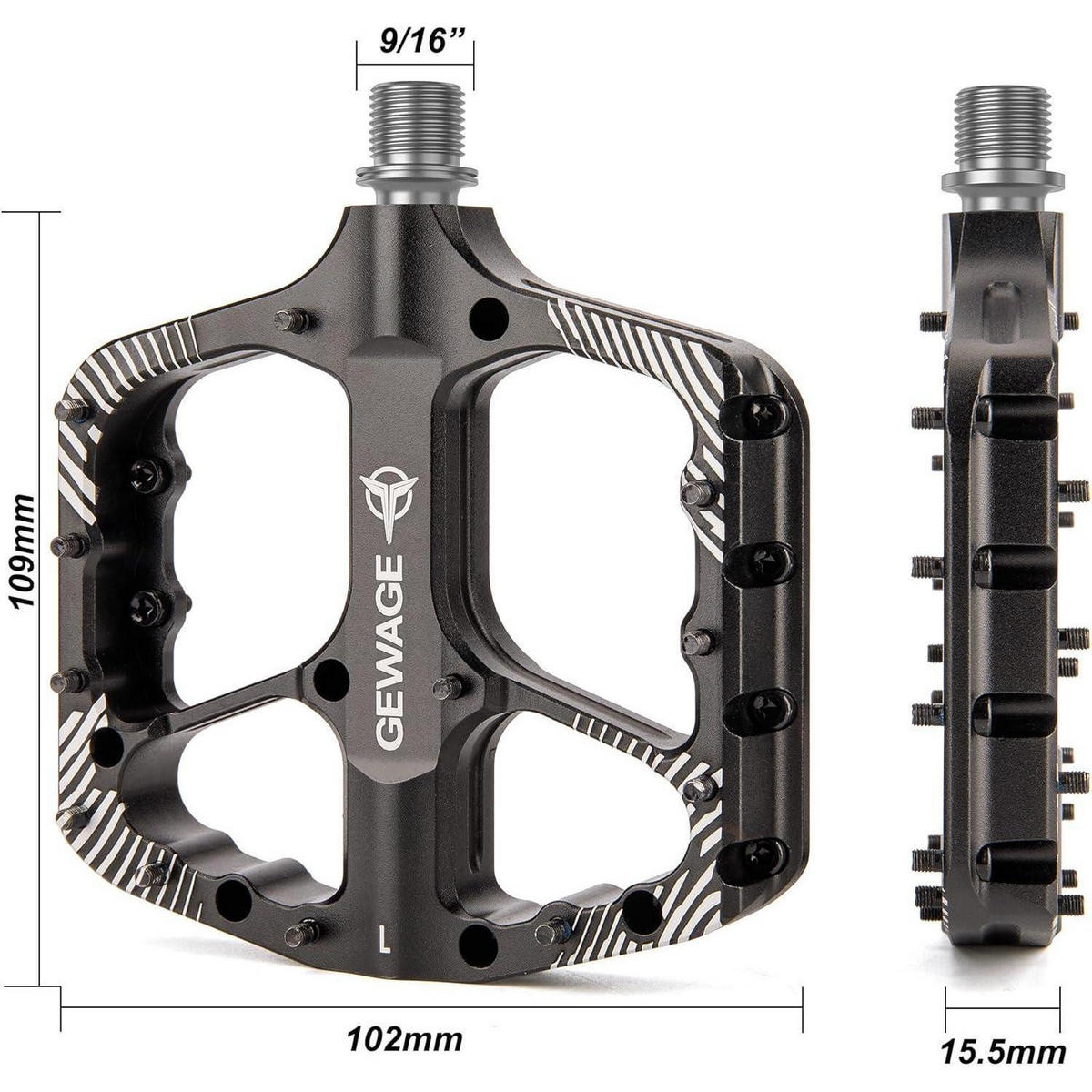 FAHRRADPEDALE Set Aluminium Schwarz - Schwarz, Metall (11/1.5/11.5cm)
