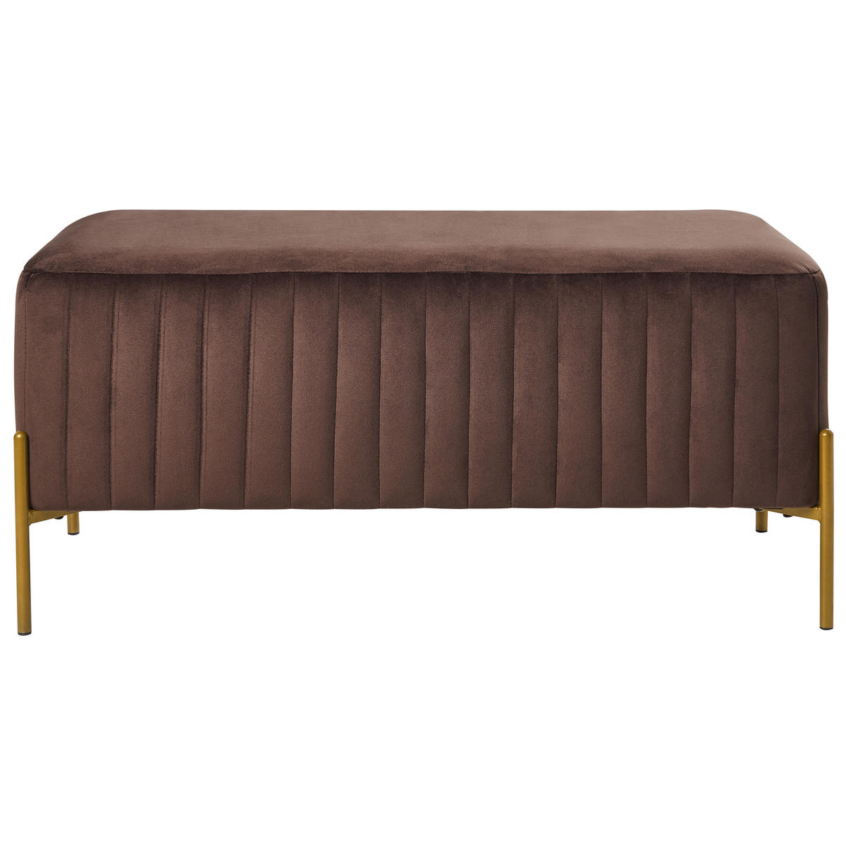 POLSTERBANK Samtstoff Dunkelbraun Utah - Goldfarben/Braun, Textil/Metall (91/43/47cm) - Beliani