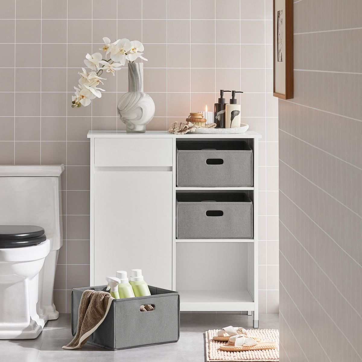 WÄSCHESCHRANK Weiß - Weiß, Holzwerkstoff (80/91/38cm) - SoBuy