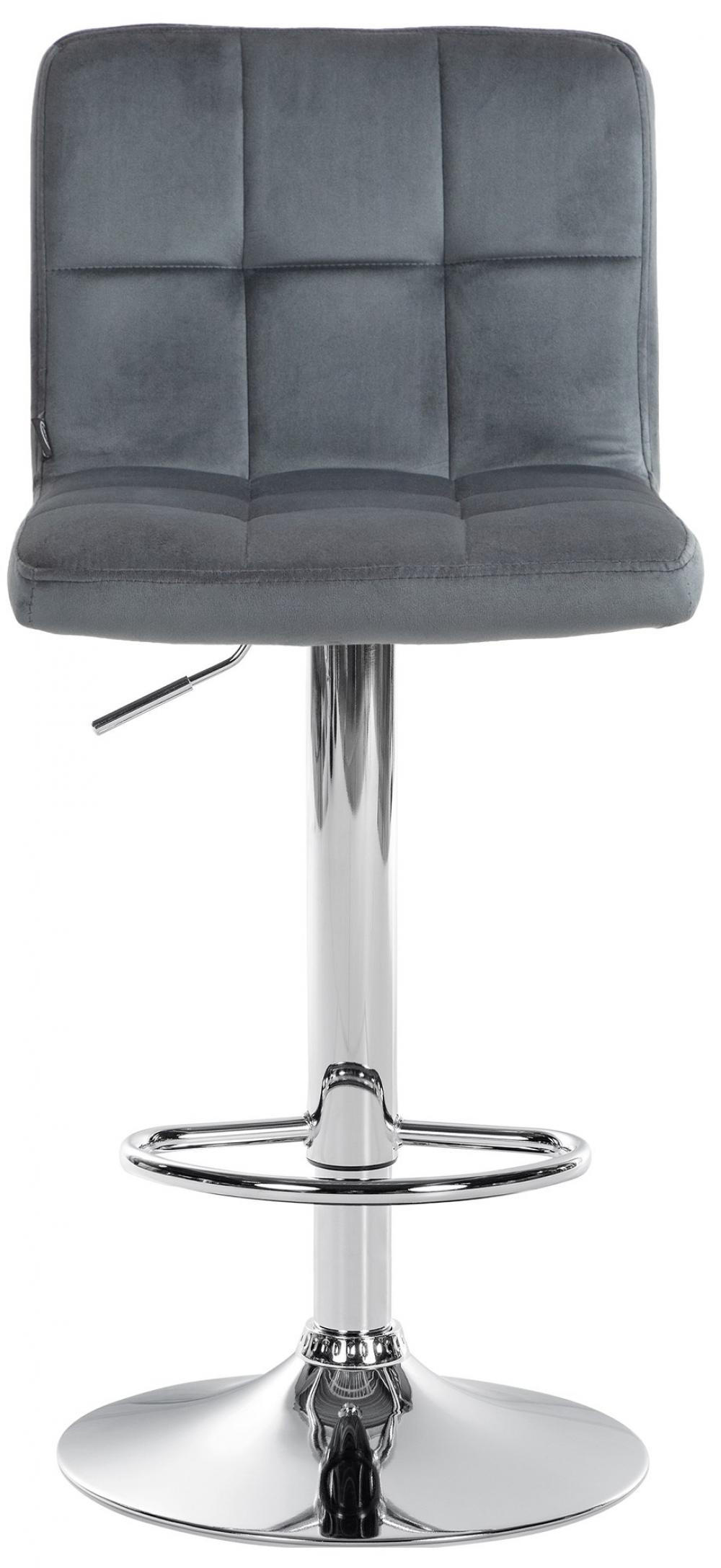 BARHOCKER Samt dunkelgrau - Chromfarben/Dunkelgrau, Textil/Metall (46/94/47cm) - CLP