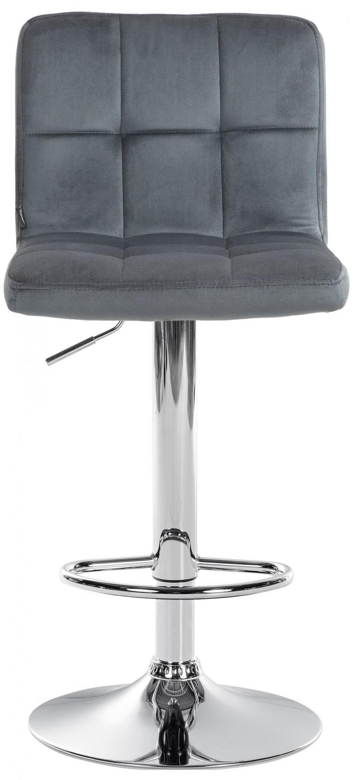 BARHOCKER Samt dunkelgrau - Chromfarben/Dunkelgrau, Textil/Metall (46/94/47cm) - CLP