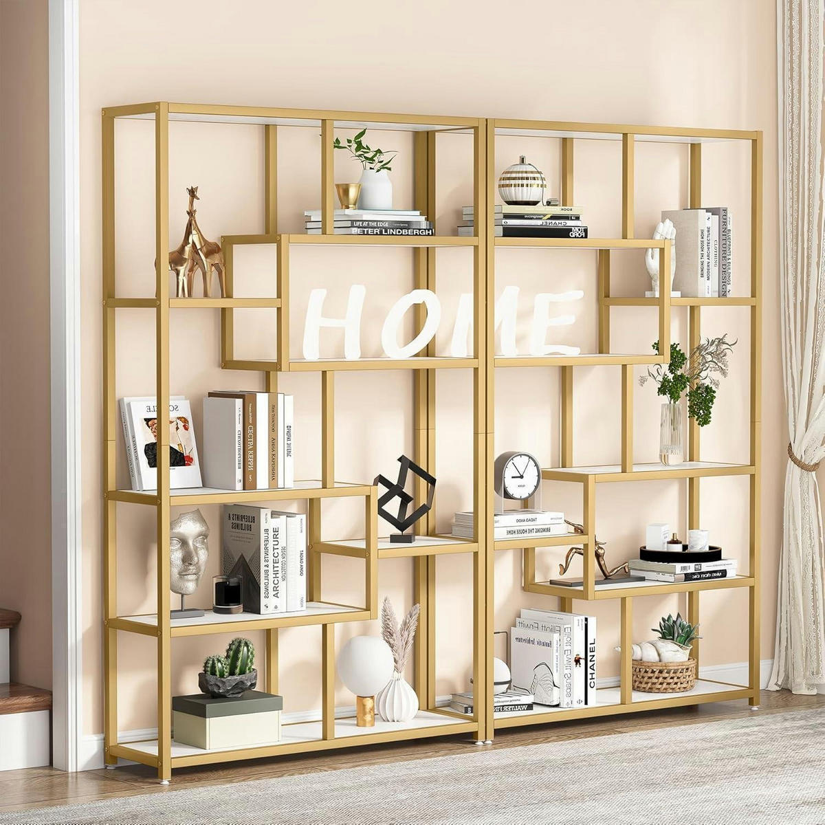 BÜCHERREGAL 180 cm Gold Weiß - Goldfarben, Metall (30/180/100cm)