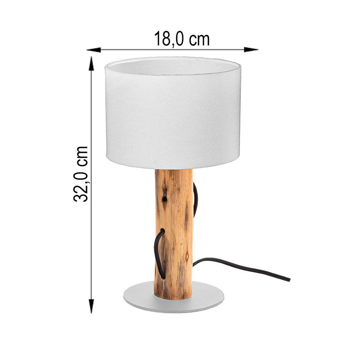 LED TISCHLEUCHTE Holz Braun Weiß - Braun, Holz (18/18/32cm) - Nowa