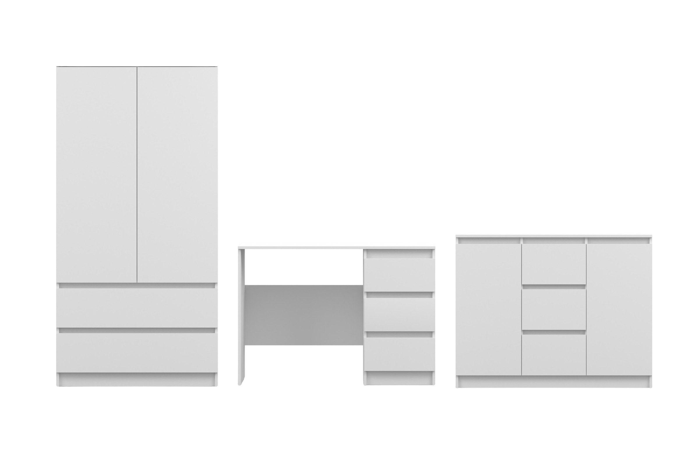 JUGENDZIMMER-SET SIMO A 3-teilig in Weiß - Weiß, Holzwerkstoff (320/180/50cm) - Deine Möbel 24