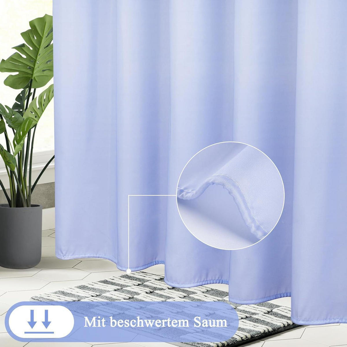DUSCHVORHANG Farbverlauf Blau 180 x 200 cm - Blau, Textil (180/200cm)
