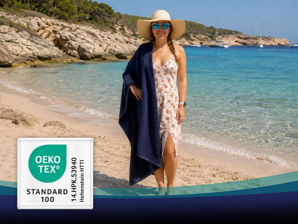 STRANDTUCH, 100x200 cm, 100% Baumwolle, Blau - Dunkelblau, Textil (100/200cm) - Zollner