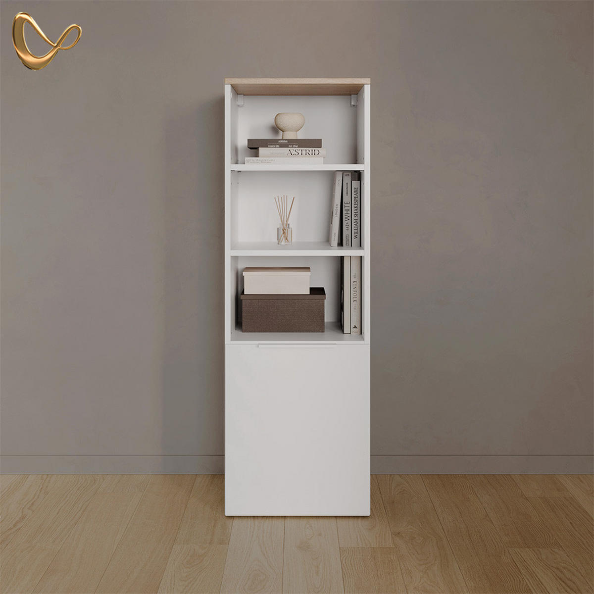 UNIVERSALSCHRANK Piave Weiß/Sonoma mit einer Tür - Weiß/Sonoma Eiche, Holzwerkstoff (40.2/120/40cm) - Livinity®