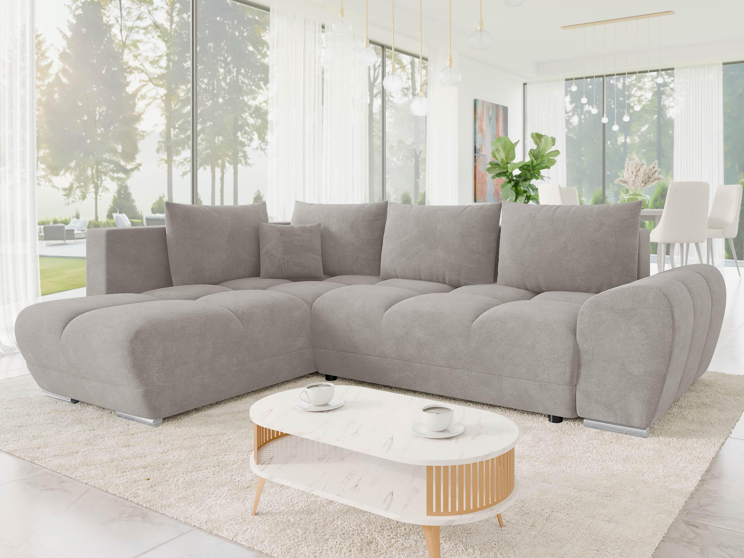 ECKSOFA Forest, Seite: Links - Schwarz/Grau, Holz/Kunststoff (290/183cm) - MIRJAN24