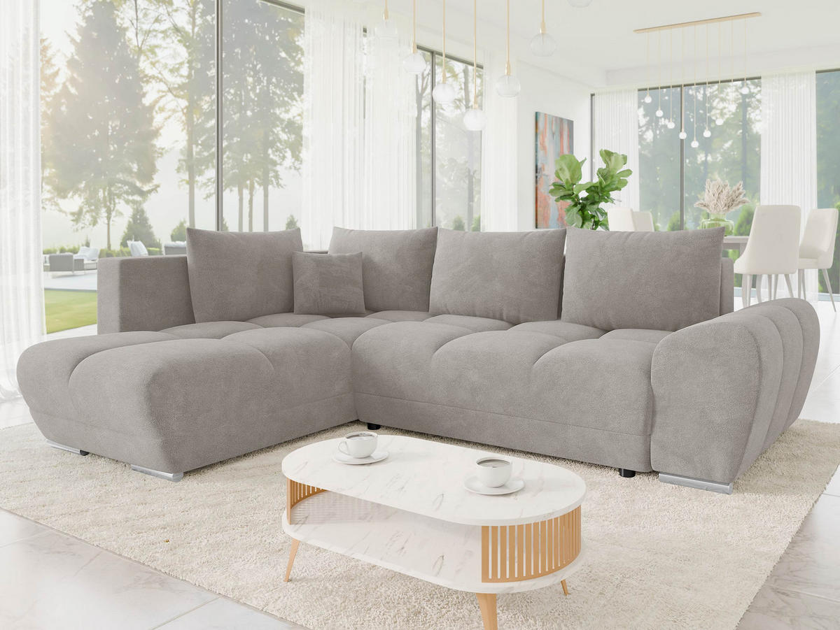 ECKSOFA Forest, Seite: Links - Schwarz/Grau, Holz/Kunststoff (290/183cm) - MIRJAN24