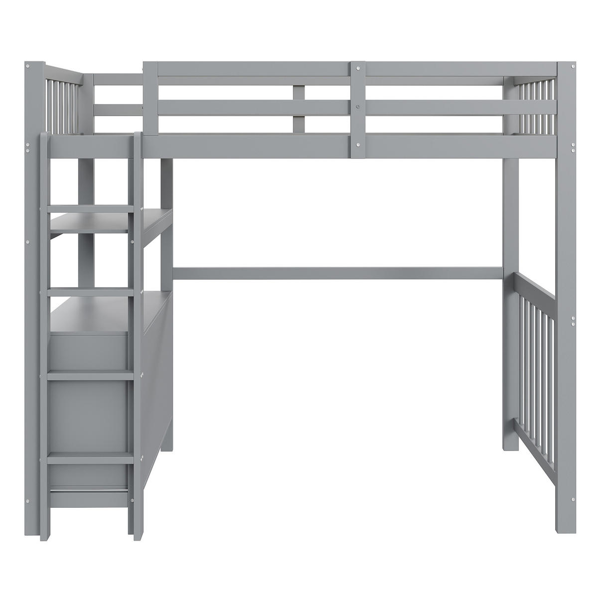 HOCHBETT 90/200 cm grau mit vertikaler Sicherheitsleiter und Schubladen - Grau, Holz (90/200cm) - OKWISH