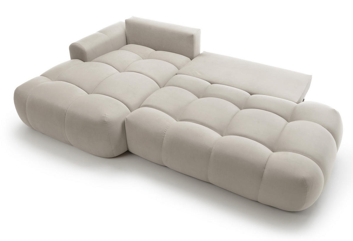 ECKSOFA Ombo Graubeige Velours 280 cm - Greige/Schwarz, Kunststoff/Textil (284/167cm) - Selsey