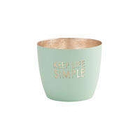 TEELICHTHALTER Madras Keep life simple M, Eisen, Aqua, Gold, 8.5 cm - Blau, Metall (9cm) - Gift Company