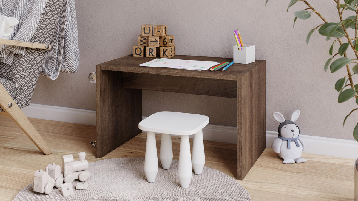 BEISTELLTISCH Rechteckig Eiche dunkel mit Ablage und Rollen - Braun, Holzwerkstoff (40/40/66cm) - designimpex