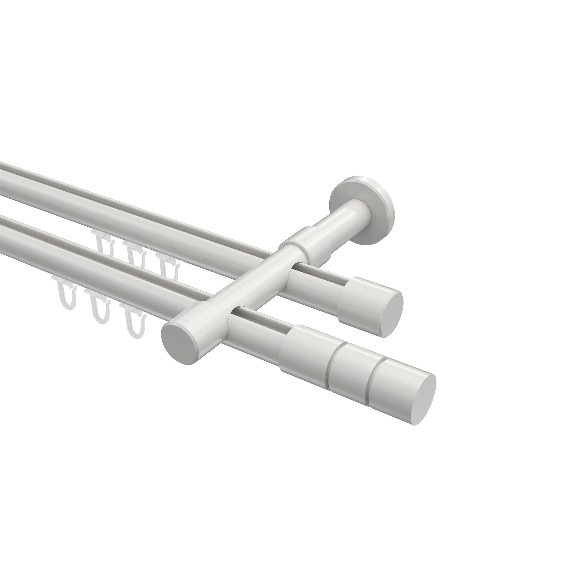 INNENLAUF-GARDINENSTANGEN-SET Prestige Elanto 260 cm (geteilt in 2 x 130 cm), 2-läufig, 20 mm Ø Weiß - Weiß, Metall (260cm) - INTERDECO