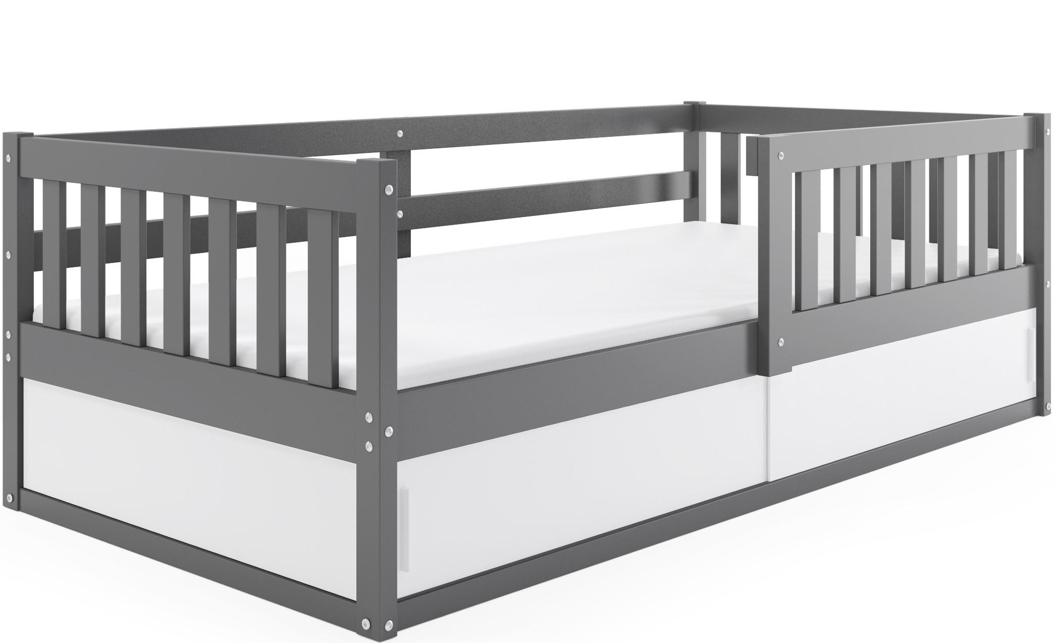 KINDERBETT Smart, 80x160, mit Stauraum, Gray - Grau, Holz (80/160cm) - Interbeds