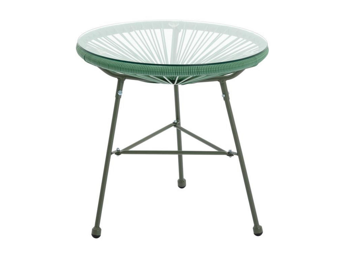 GARTENTISCH - Polyrattan - Kaki - ALIOS III von MYLIA - Grün, Glas (50/50/50cm) - Vente-Unique