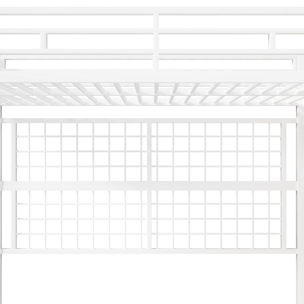 HOCHBETT 90/200 cm Weiß aus Metall/MDF mit Stauraumleiter - Weiß, Metall (90/200cm) - OKMYHOME