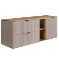 WASCHBECKUNTERSCHRANK FLOW mit Regal + Platte Eiche Craft 140/57/46 cm - Eichefarben, Holzwerkstoff (140/57/46cm) - Rodan