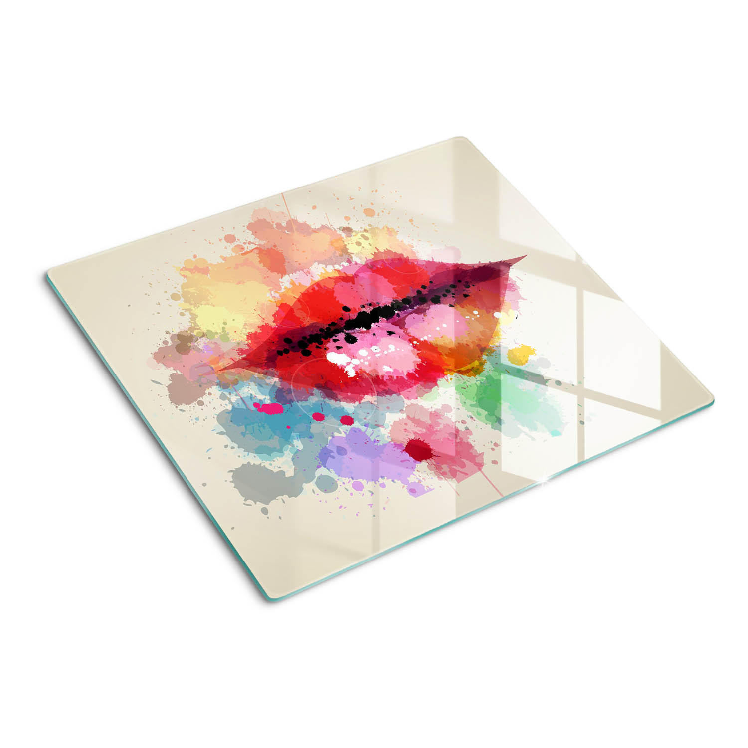 GLASPLATTE 60x52 cm Bunte Lippen - Rot, Glas (60/0.4/52cm) - TULUP