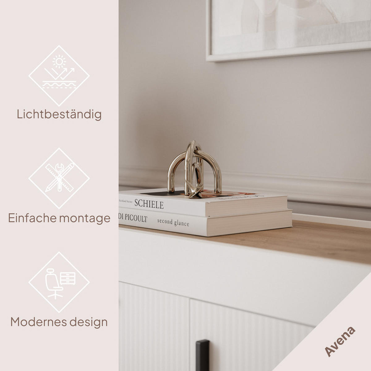 HIGHBOARD AVENA 97/40/136 cm, Weiß / Eiche - Weiß, Holzwerkstoff/Kunststoff (97/136/40cm) - Idohome