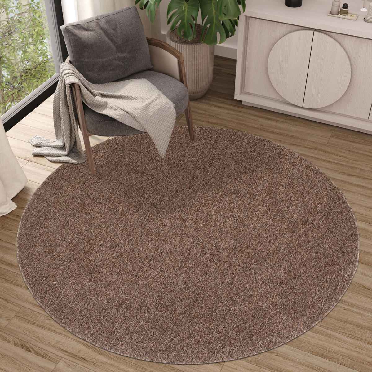 TEPPICH NIZZA Braun, rund 200/200 cm - Braun, Textil (200/200cm) - Tapiso