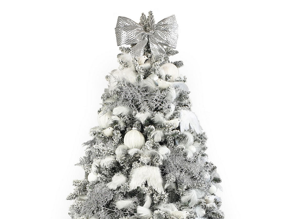 LAALU WEIHNACHTSBAUM geschmückt künstlich mit 120 Ornamenten SNOW QUEEN 240 cm Baum mit Ständer und Weihnachtsschmuck - Silberfarben/Weiß, Kunststoff (240cm) - LAALU