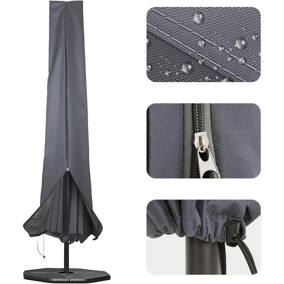 SCHUTZHÜLLE für Sonnenschirm Grau 190 x 25/50 cm - Grau, Textil (50/190/25cm)