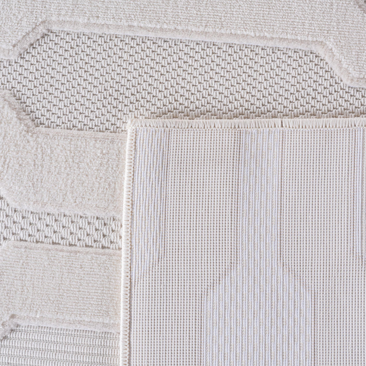 TEPPICH In-/Outdoor Kurzflor Struktur-Design Polypropylen Küche Creme Rechteckig 120x170 - Creme, Textil (120/170cm) - KADIMA DESIGN