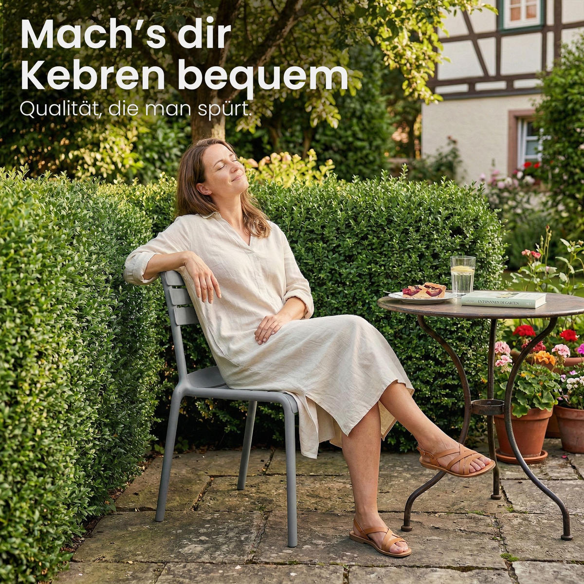 GARTENSTUHL Kunststoff Grau - Grau, Kunststoff (49/82/59cm) - CLP