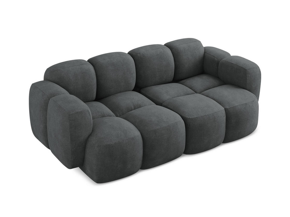 2-SITZER SOFA Chenille Stoff Grau - Dunkelgrau/Schwarz, Holzwerkstoff/Kunststoff (210/72/115cm) - Makamii