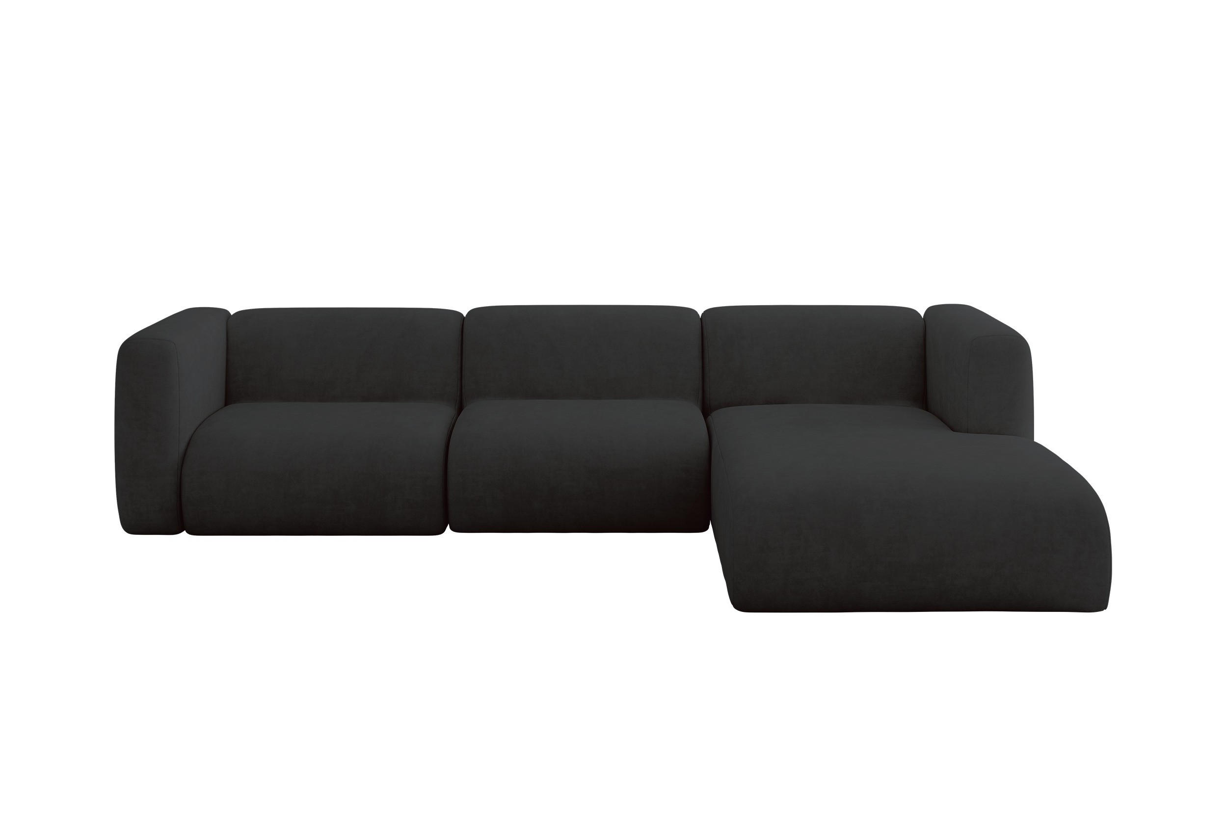ALTDECOR ROHOVÁ SEDAČKA S PRAVOU OTOMANOU MIRA-L2 318x179x89 Černá Velur