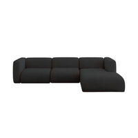 ECKSOFA Ottomane Rechts MIRA-L2 318x179x89 Schwarz Velours - Anthrazit/Schwarz, Holzwerkstoff/Kunststoff (318/179cm) - ALTDECOR