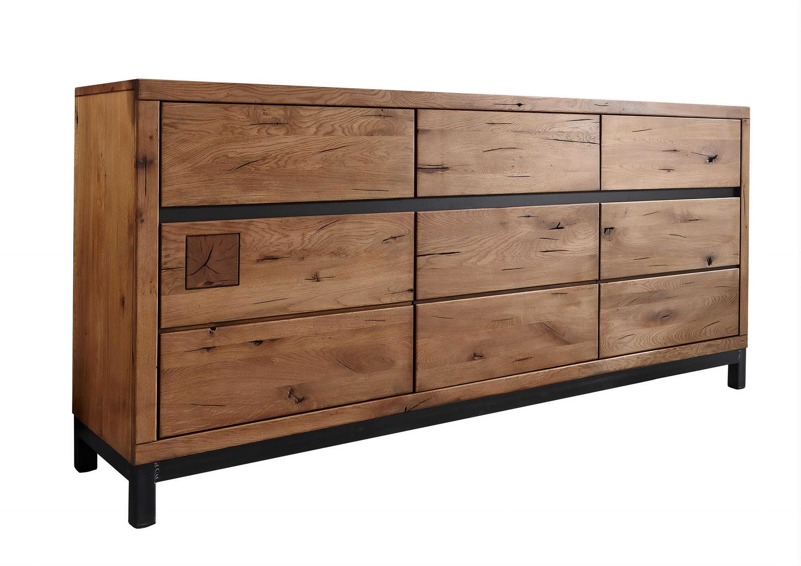 SIDEBOARD Wildeiche 175x45x85 natur geölt VILLANDERS #108 - Braun, Holz (175/85/45cm) - Massivmoebel24