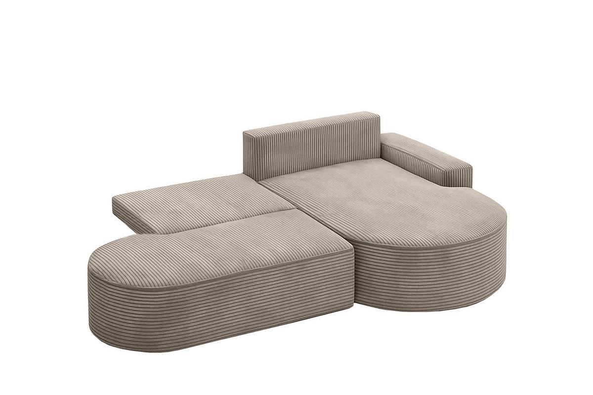 ECKSOFA mit Schlaffunktion und Bettkasten Modena Runden stoff Poso Dunkelbeige Rechts - Cappuccino, Holz/Textil (278/179cm) - Kaiser Möbel