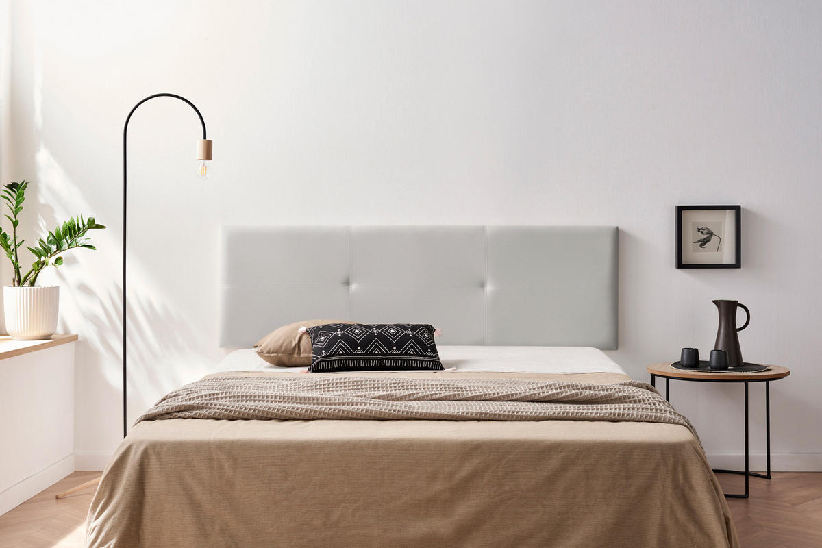 Kopfteil gepolstert ALMA Kunstleder 100x50x5 cm - Hellgrau - Moonia - Hellgrau, Holz (100/5/50cm)