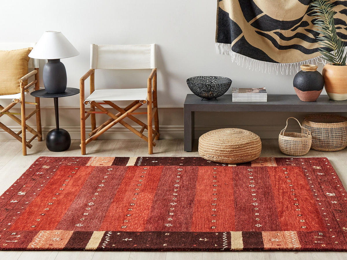KURZFLOR-GABBEH Sinanli 230/160 cm - Rot, Textil (160/230cm) - Beliani