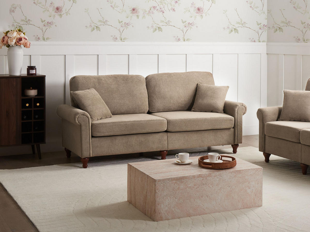 3-SITZER-SOFA Stoff Braun Ginnerup - Braun, Textil (195/84/76cm) - Beliani
