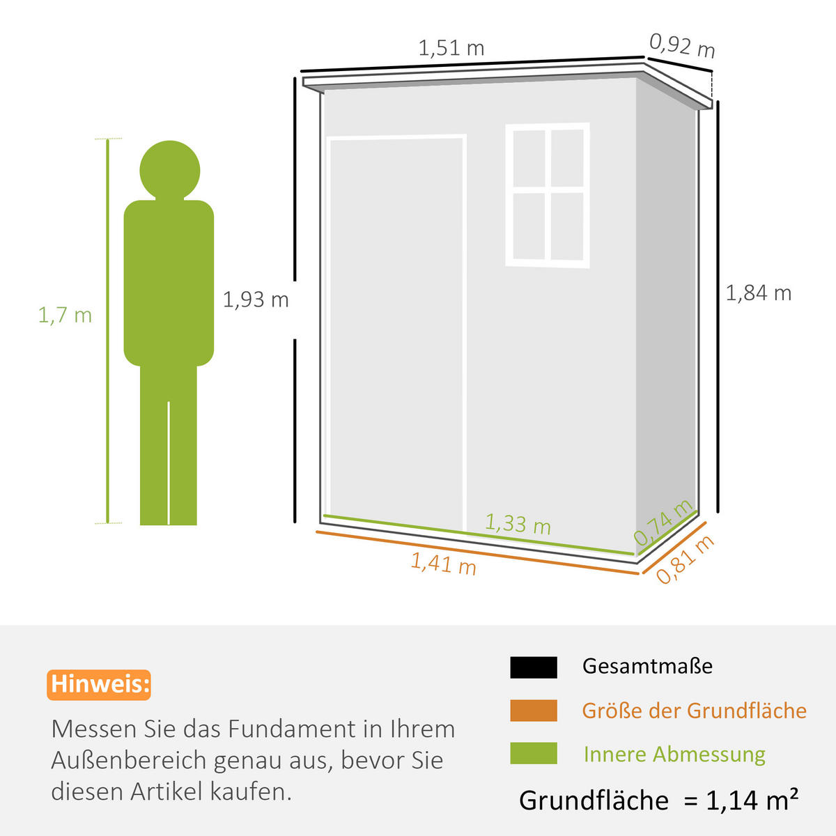 GERÄTEHAUS DE-08128 mit Pultdach, Boden & Fenster Grau - Grau, Kunststoff (92/193/151cm) - ComfortXL